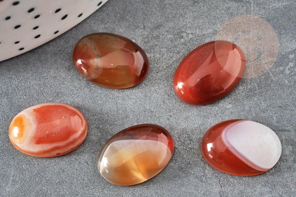 Cabochon agate naturelle orange rayé 18x13mm, x1 (G2395)