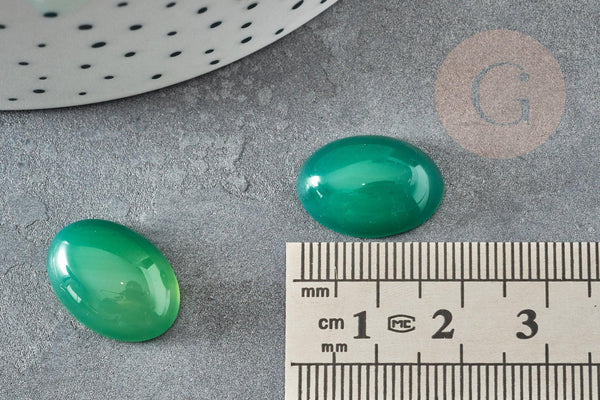 Cabochon agate naturelle vert émeraude 18x13mm, x1 (G0377)