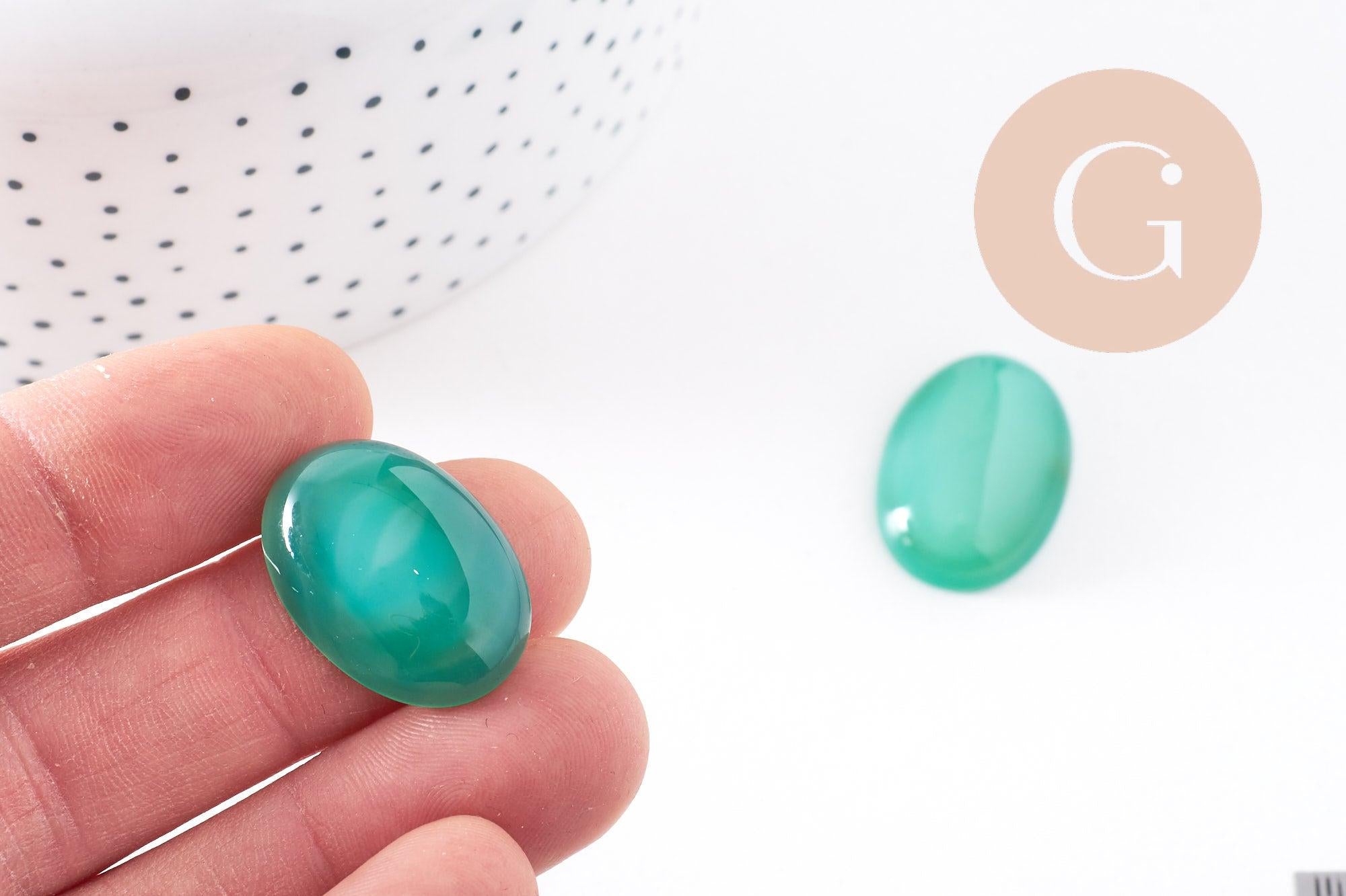 Cabochon agate naturelle vert émeraude 25x18mm, x1 (G10212)