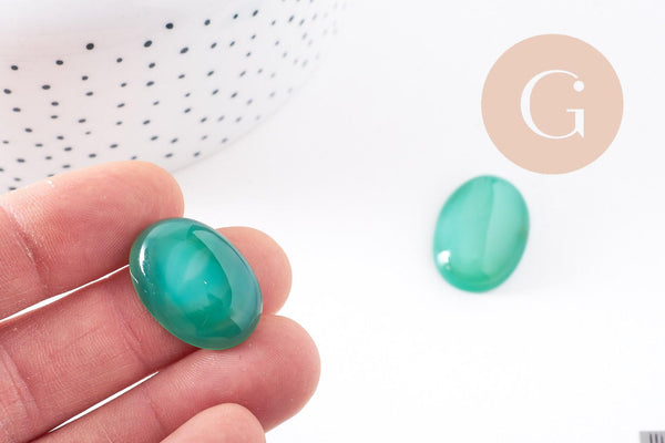 Cabochon agate naturelle vert émeraude 25x18mm, x1 (G10212)
