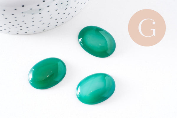 Cabochon agate naturelle vert émeraude 30x22mm, x1 (G10211)