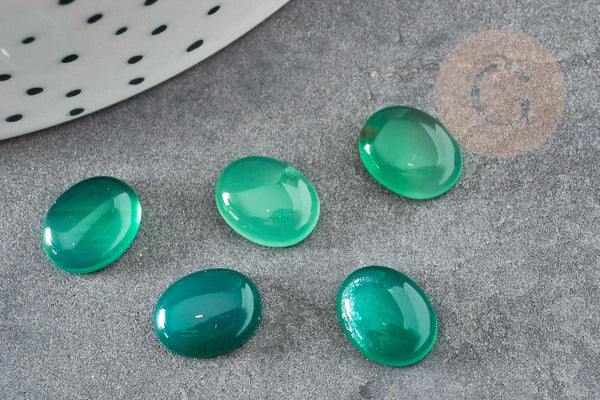 Cabochon agate naturelle verte 10x8mm, x1 (G1831)