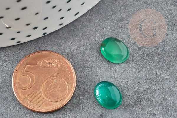 Cabochon agate naturelle verte 10x8mm, x1 (G1831)
