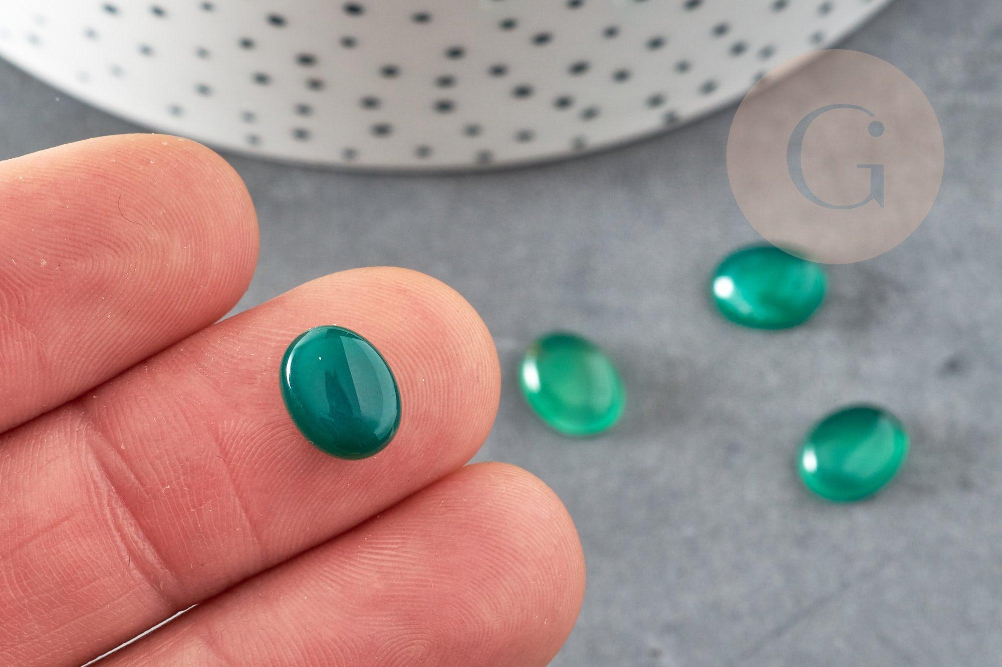 Cabochon agate naturelle verte 10x8mm, x1 (G1831)