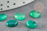 Cabochon agate naturelle verte 10x8mm, x1 (G1831)