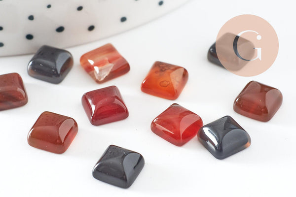 Cabochon carré agate naturelle 8x8mm, x1 (G2889)