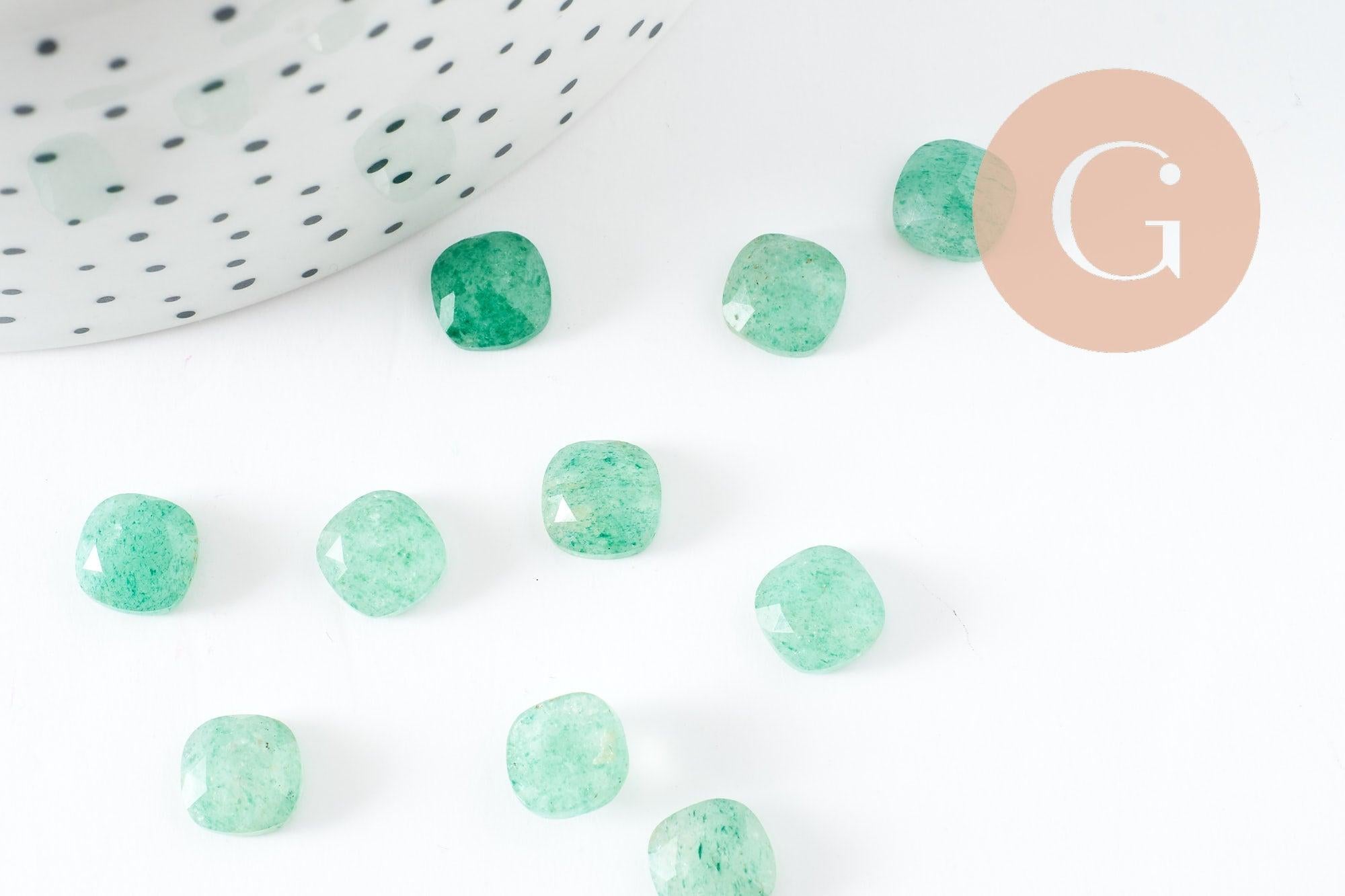 Cabochon carré aventurine naturelle 8x8mm, x1 (G9702)
