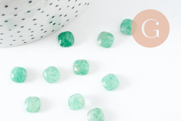 Cabochon carré aventurine naturelle 8x8mm, x1 (G9702)