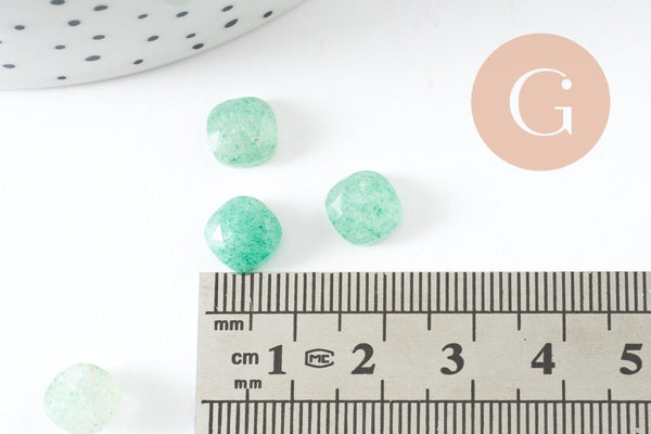 Cabochon carré aventurine naturelle 8x8mm, x1 (G9702)