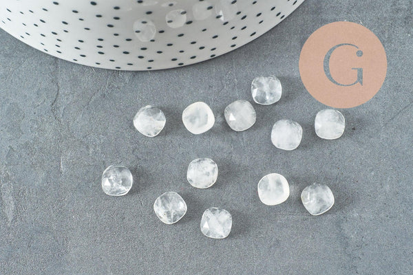 Cabochon carré cristal de roche naturel 8x8mm, x1 (G9684)