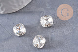 Cabochon carré cristal métal platine à coudre12mm, x5 (G0456)