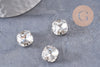 Cabochon carré cristal métal platine à coudre12mm, x5 (G0456)