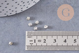 Cabochon carré cristal transparent métal platine à coudre 3mm, x50 (G0139)