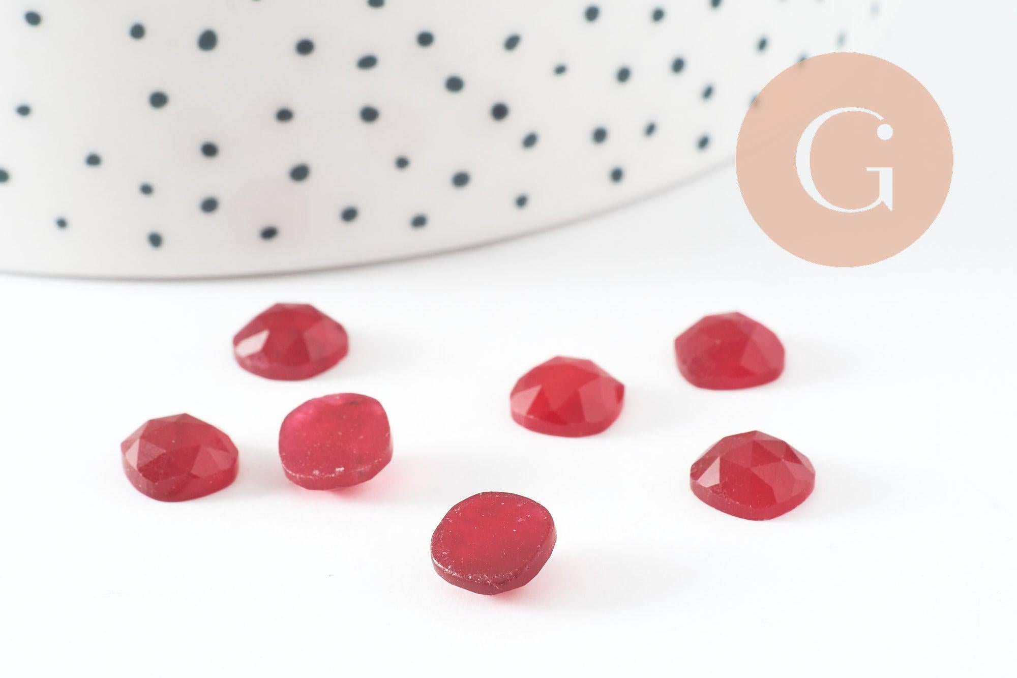 Cabochon carré jade naturel teinté rouge 8x8mm, x1 (G9687)