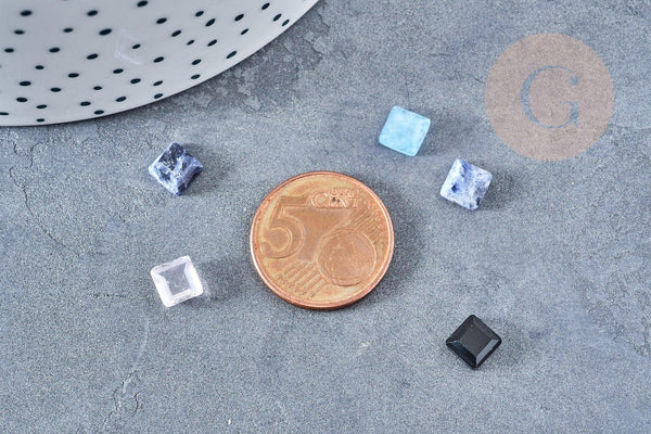 Cabochon carré pierre naturelle onyx lapis cristal de roche quartz rose jade 6x6mm, x1 (G8651)