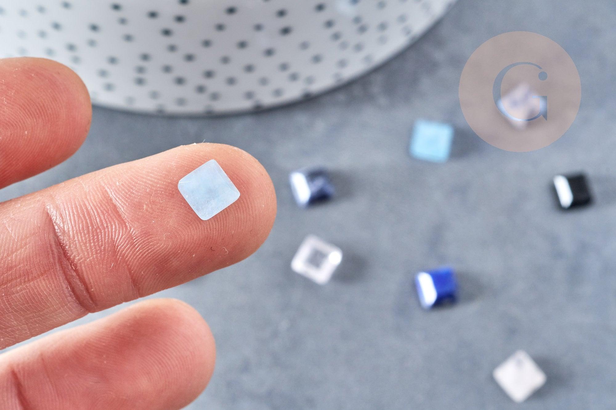 Cabochon carré pierre naturelle onyx lapis cristal de roche quartz rose jade 6x6mm, x1 (G8651)
