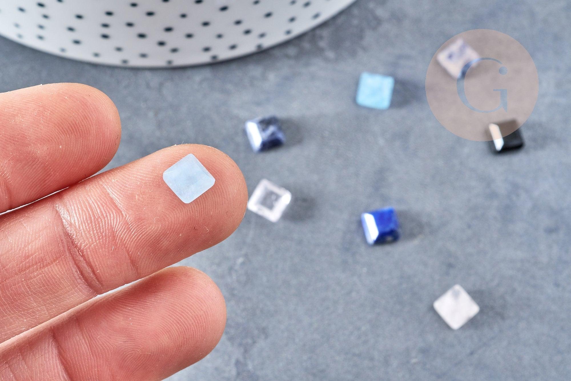 Cabochon carré pierre naturelle onyx lapis cristal de roche quartz rose jade 6x6mm, x1 (G8651)