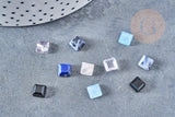 Cabochon carré pierre naturelle onyx lapis cristal de roche quartz rose jade 6x6mm, x1 (G8651)