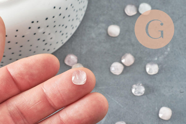 Cabochon carré quartz rose naturel 8x8mm, x1 (G9682)