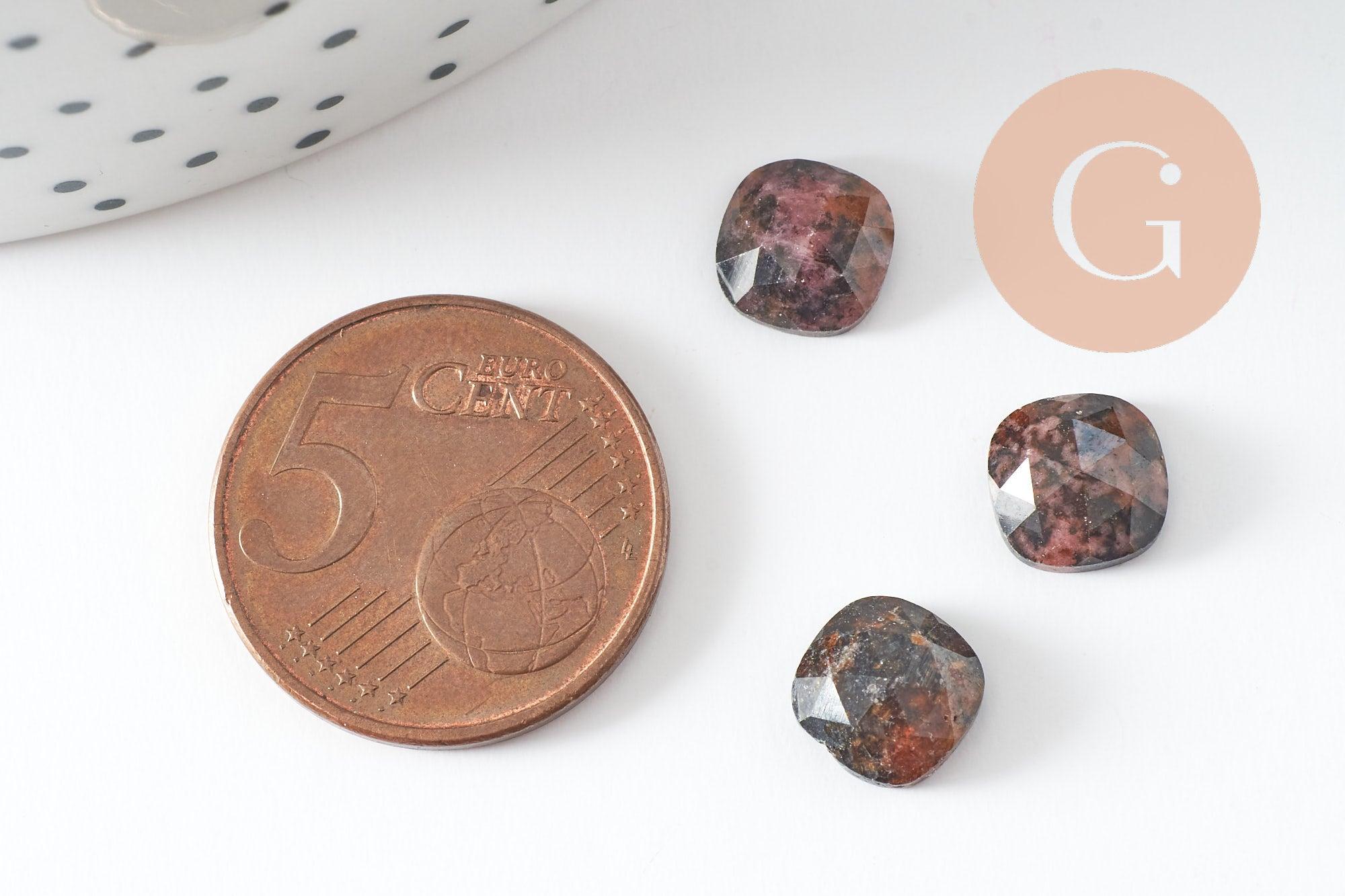 Cabochon carré rhodonite naturelle 8x8mm, x1 (G9688)