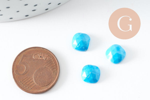 Cabochon carré turquoise naturel 8x8mm, x1 (G9686)