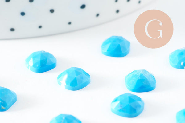 Cabochon carré turquoise naturel 8x8mm, x1 (G9686)