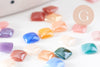 Cabochon carré verre irisé multicolore 4mm x20 (0.7g) (G1558)