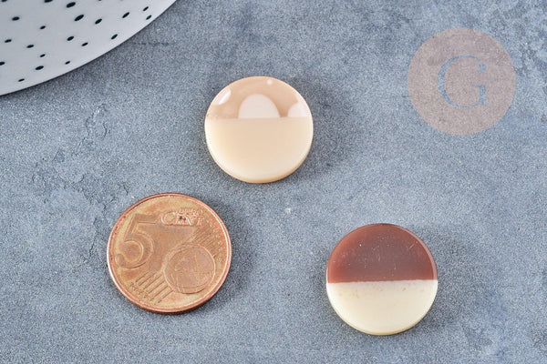 Cabochon disque acrylique bicolore 19mm, x1 (G8679)