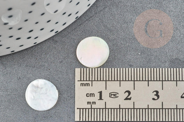 Cabochon disque nacre blanche naturelle 12mm, x1 G8540