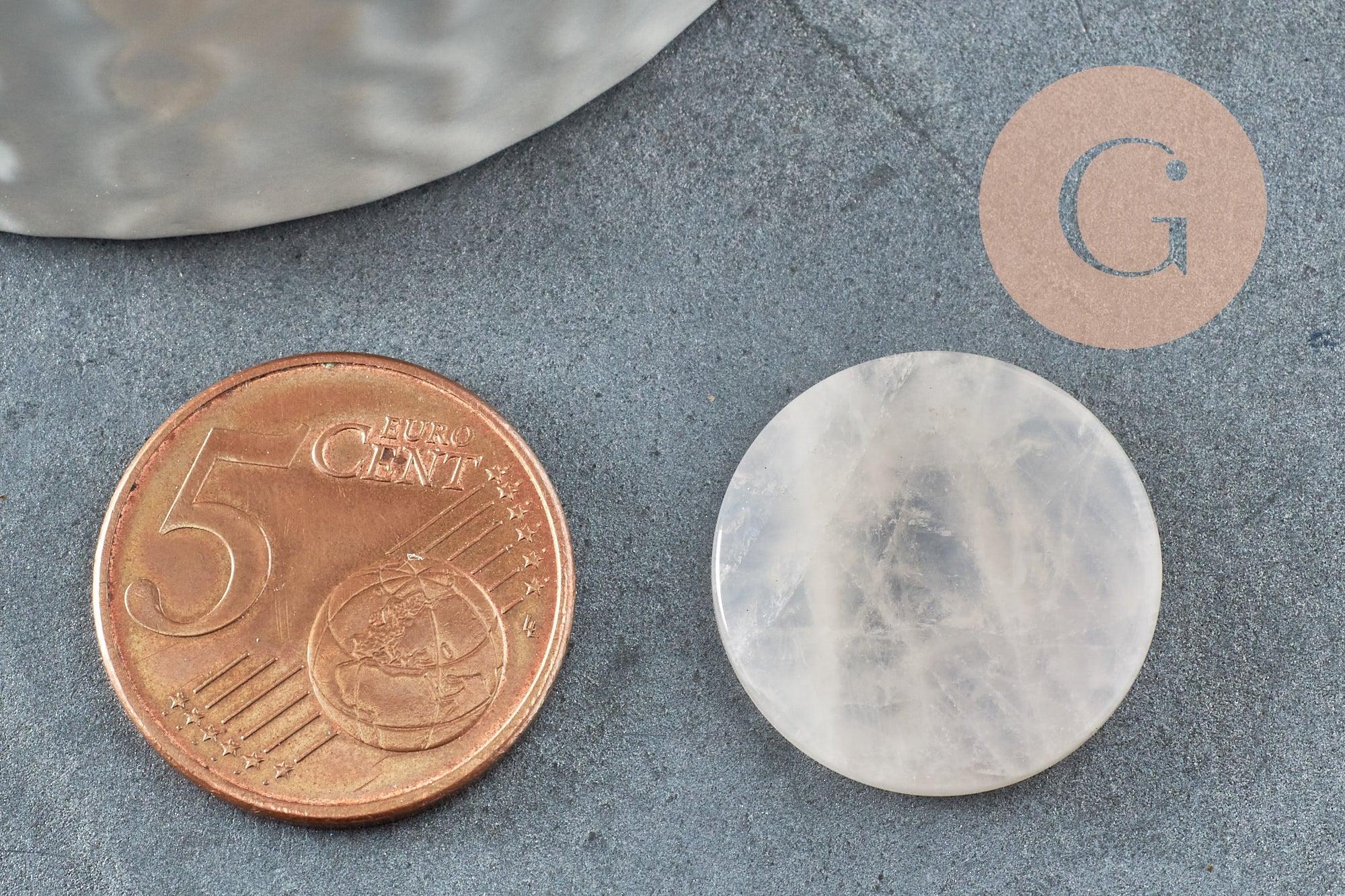 Cabochon disque quartz rose naturel 20mm, x1 (G9961)