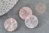 Cabochon disque quartz rose percé naturel 25mm, x1 (G6462)