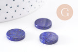 Cabochon disque rond bleu lapis lazulis naturel 15mm, x1 (G10214)
