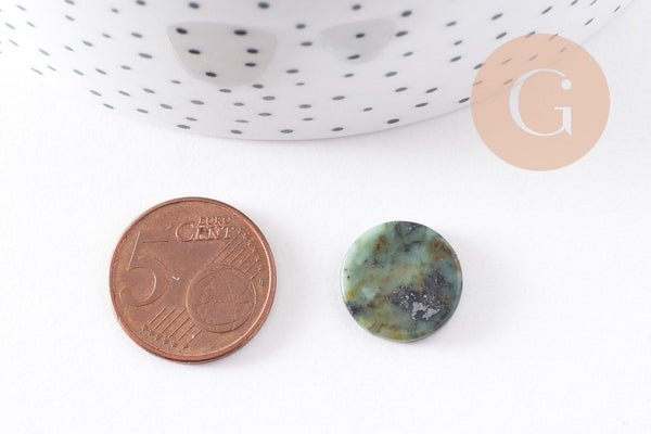 Cabochon disque rond turquoise africaine naturelle 15mm, x1 (G10213)