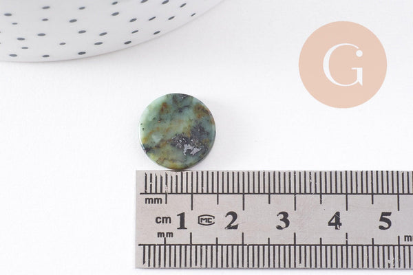 Cabochon disque rond turquoise africaine naturelle 15mm, x1 (G10213)