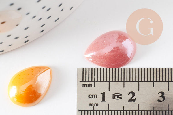 Cabochon dôme goutte verre irisé 13mmx18mm, x10 (13g) (G2075)
