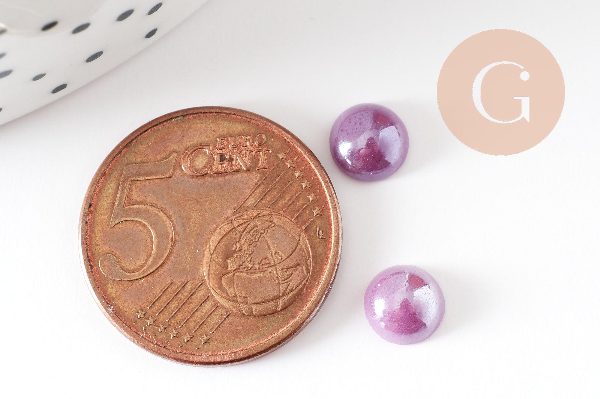 Cabochon dôme rond verre irisé 9mm, x20 (3 GR) (G1550)