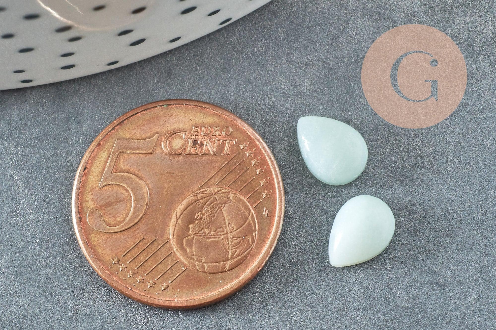Cabochon goutte amazonite naturelle 6x8mm,x1 (G8369)