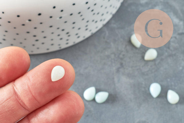 Cabochon goutte amazonite naturelle 6x8mm,x1 (G8369)