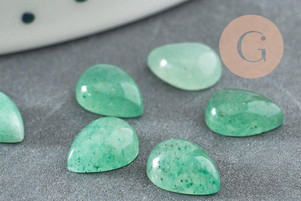 Cabochon goutte aventurine verte naturelle 8x6mm, x1 (G2273)