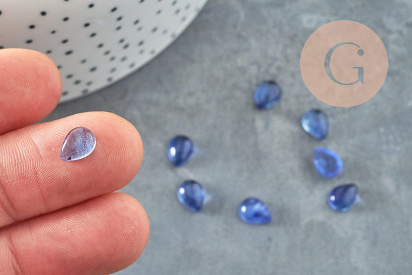 Cabochon goutte kyanite cianyte bleue, cabochon rond, kyanite naturelle,8x6mm, pierre naturelle, x1 G2266