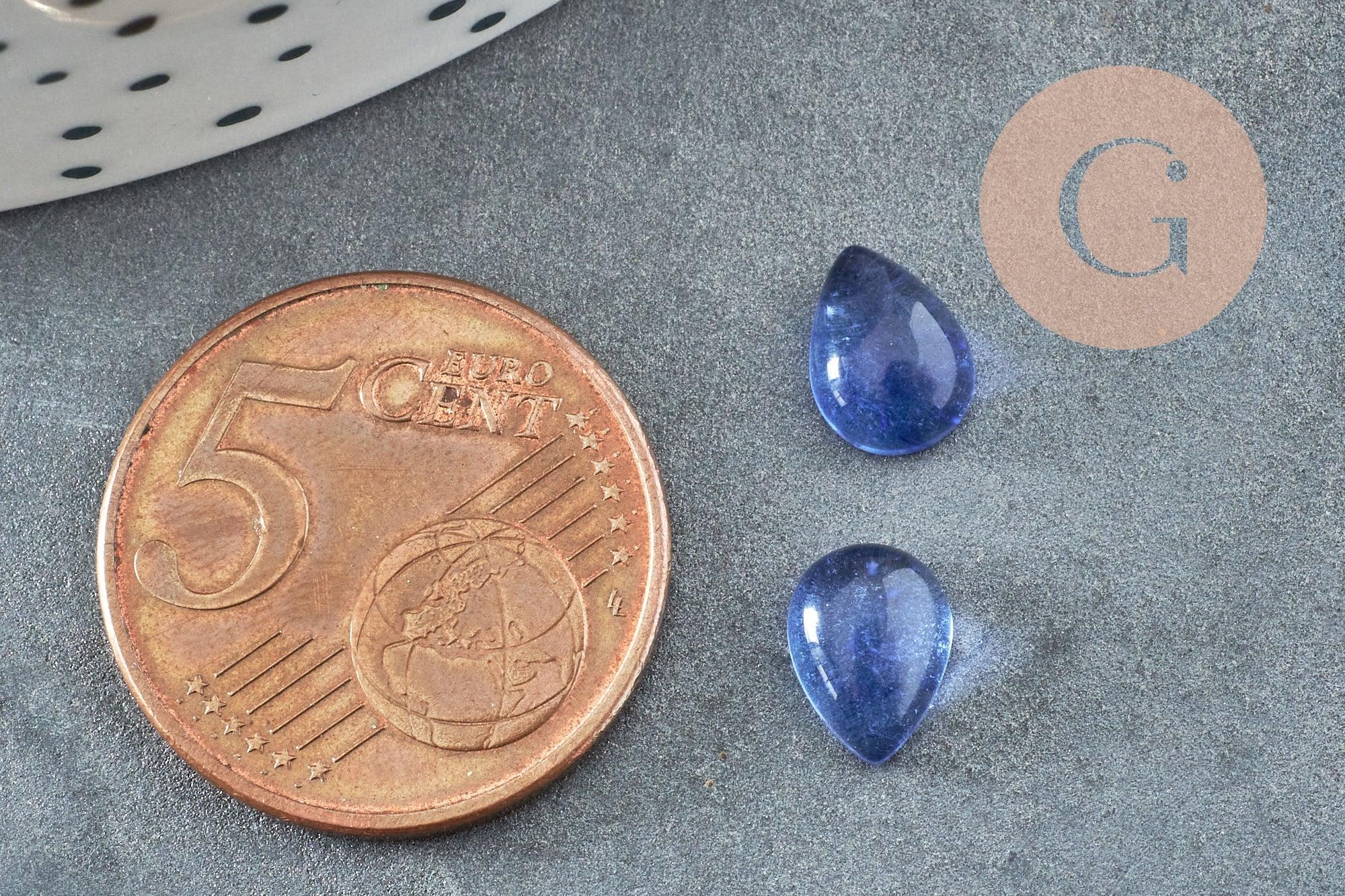 Cabochon goutte kyanite cianyte bleue naturelle 8x6mm, x1 G2266