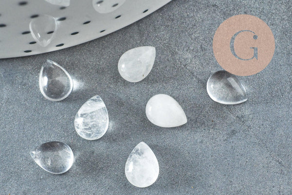 Cabochon goutte quartz naturel 8x6mm, x1 (G2268)