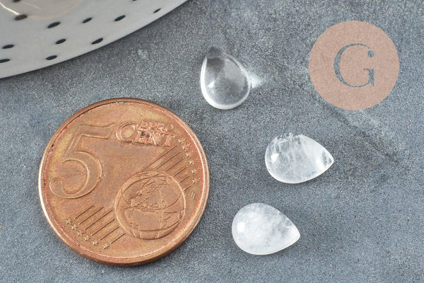 Cabochon goutte quartz naturel 8x6mm, x1 (G2268)