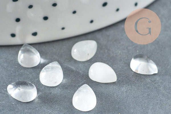 Cabochon goutte quartz naturel 8x6mm, x1 (G2268)