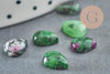 Cabochon goutte rubis sur zoisite naturelle 8x6mm, x1 (G2265)