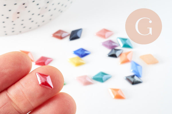 Cabochon losange verre irisé 12mmx7mm, x20 (G4808)