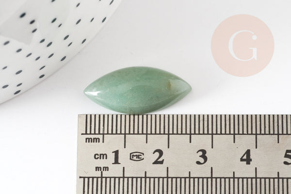 Cabochon marquise aventurine verte naturelle 25x11mm, x1 (G3177)