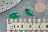 Cabochon marquise navette agate naturelle verte 14x7mm, x1 (G0091)