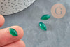 Cabochon marquise navette agate naturelle verte 14x7mm, x1 (G0091)