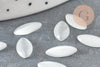 Cabochon marquise verre oeil de chat blanc 12x6mmmm, x20 (G2284)
